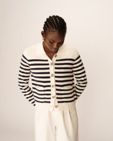 cardigan rayures ecru pam - Dash Fashion