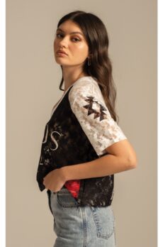 s25214 cosmos lace crop top print 2 - Dash Fashion